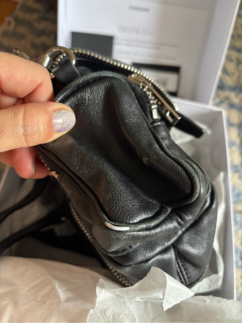 Alexander Wang Black Leather Crossbody Mini Bag with Silver Hardware - Picture 7 of 10